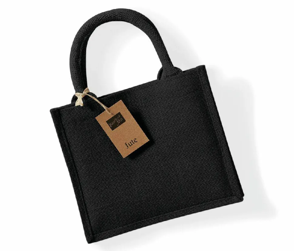 Westford mill WM412 - Petit Sac en Toile de Jute - poignées en coton - dimensions 26x22x14cm