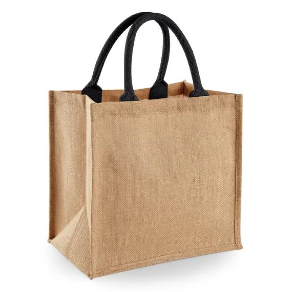 Westford mill WM413 - Sac Cabas Midi en Jute avec Poignées en Coton