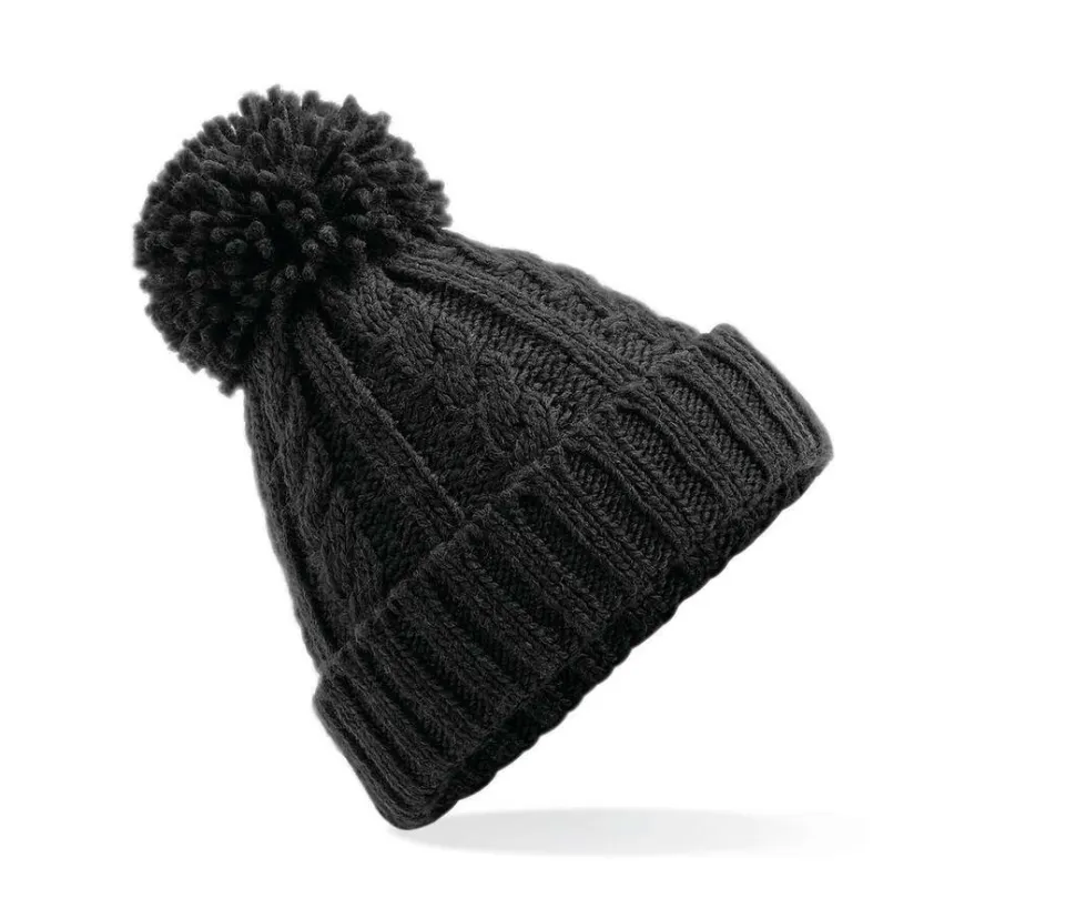 BEECHFIELD BF480 - Bonnet Douillet en Laine avec Pompon et Suprafleece
