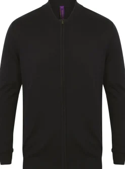 Henbury H718 - Cardigan Bomber Tricoté Unisexe Élégant